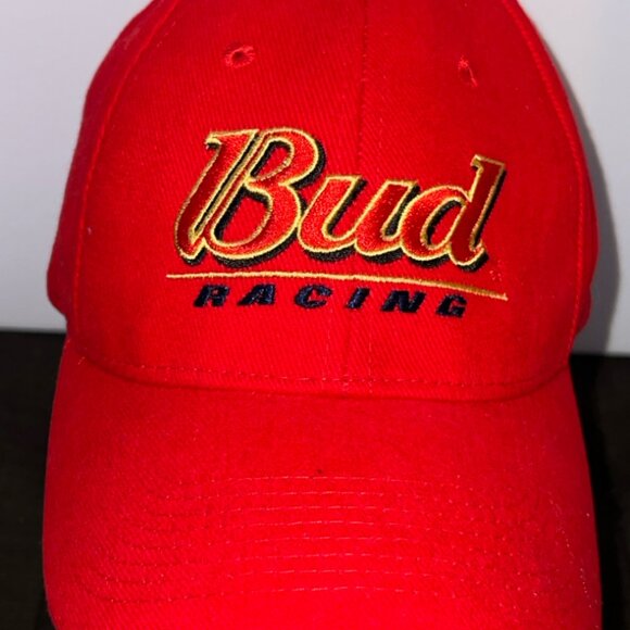 Vintage Bud Racing‎ adult size hat adjustable RED nascar racing budweiser beer - Picture 1 of 6